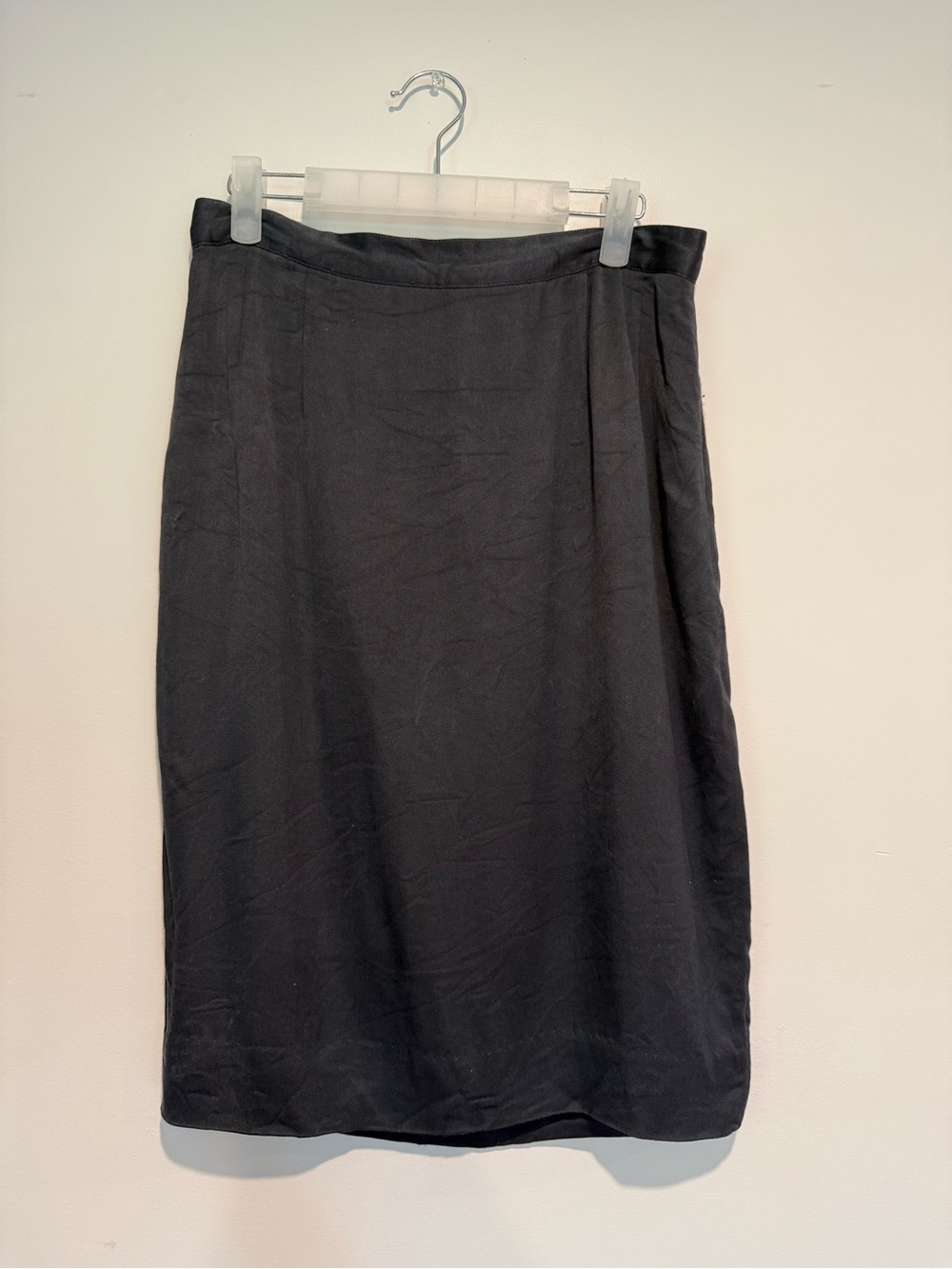 Salvatore Ferragamo Italy Charcoal Gray 100% Rayon Pencil Skirt Size 46 Vintage
